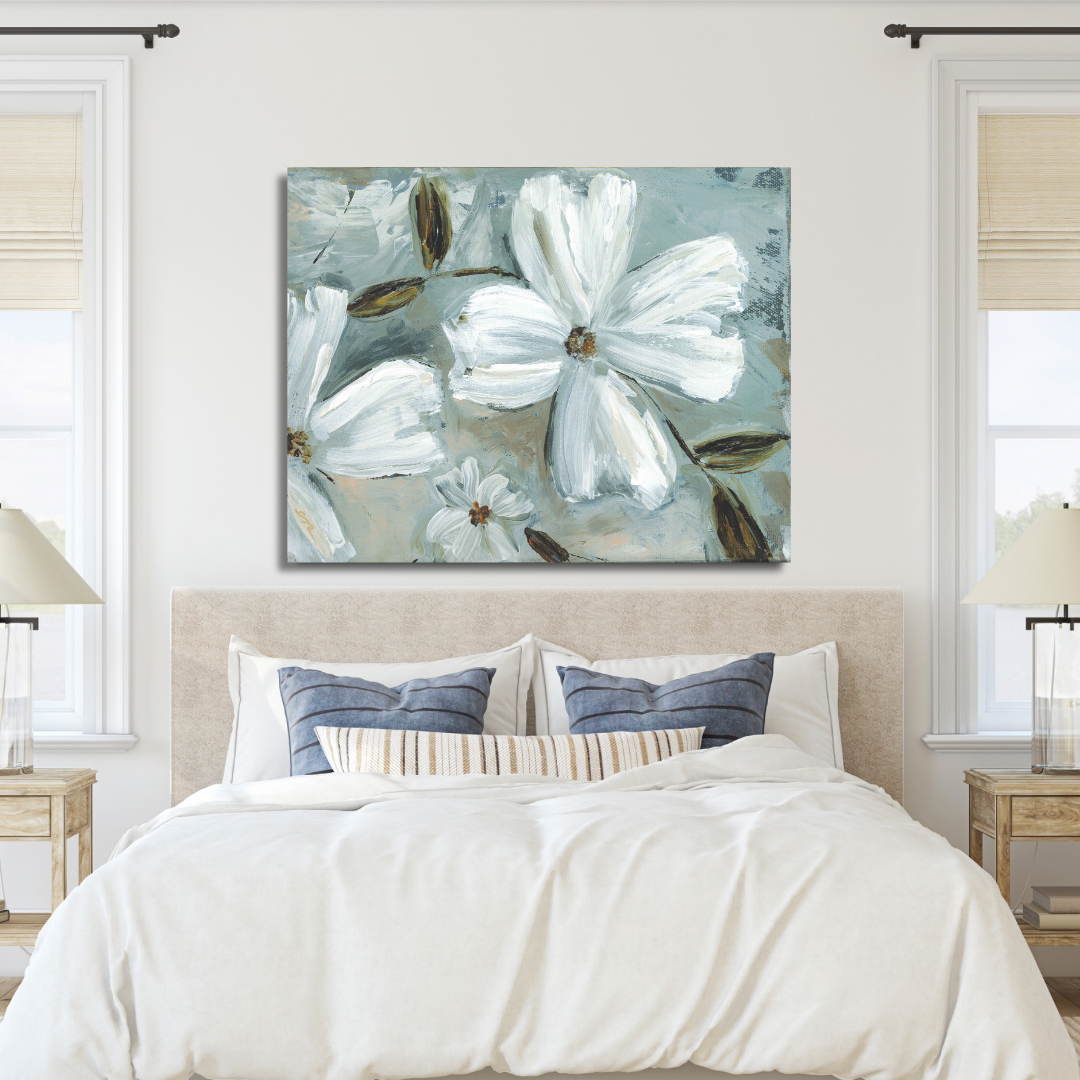 Dogwood above bed blue pillows.png