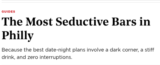 Philly Magazine: The Most Seductive Bars in Philly