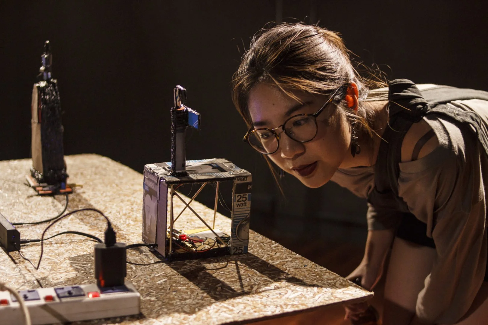 Paper Speakers, Series of sound sculptures made in residence at Jam Pavilion for Bangkok Biennial. Supported by Arts Tasmania. Cardboard, field recordings, electronics. 2018.