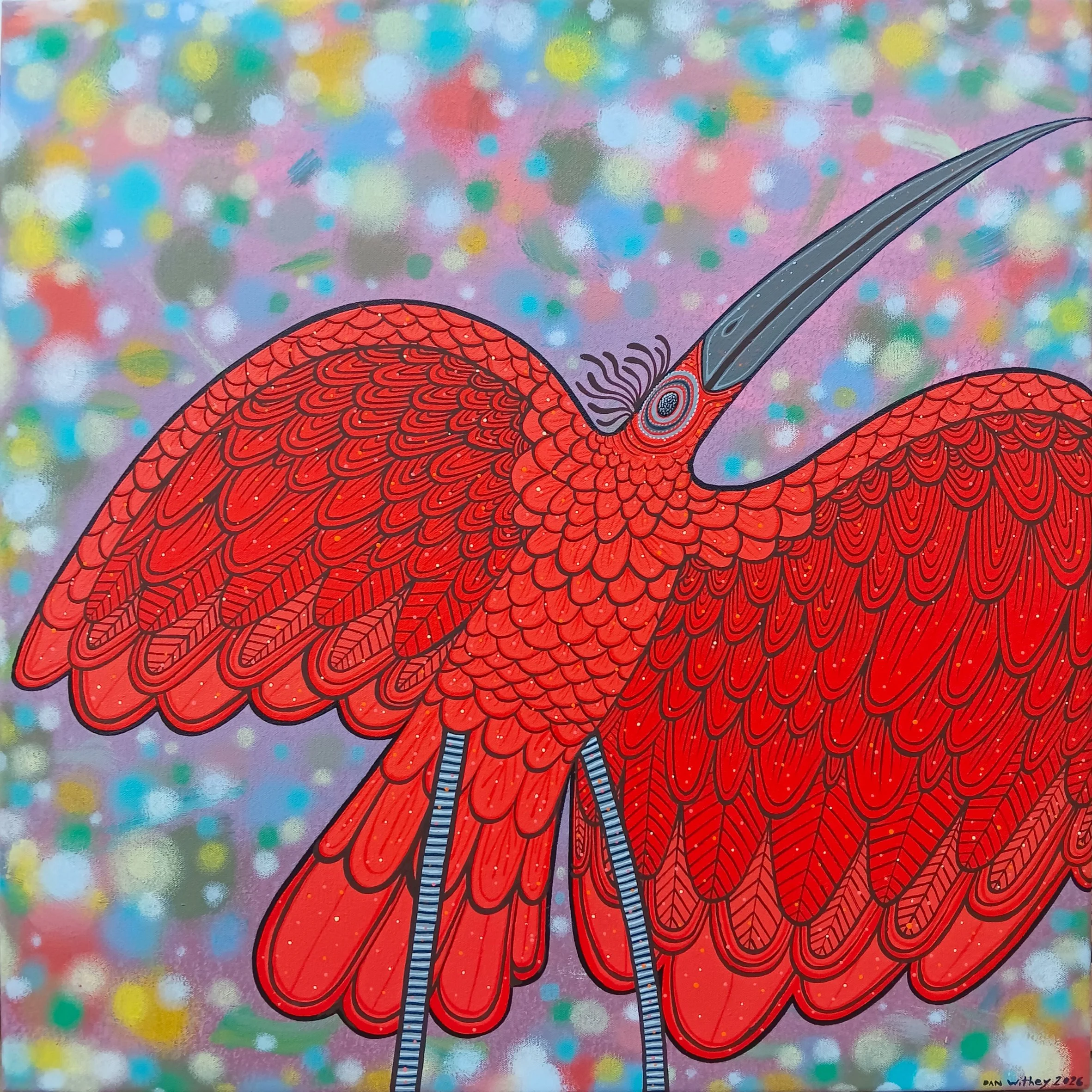 Red Bird Acrylic on Canvas 61 x 61cm $1,950