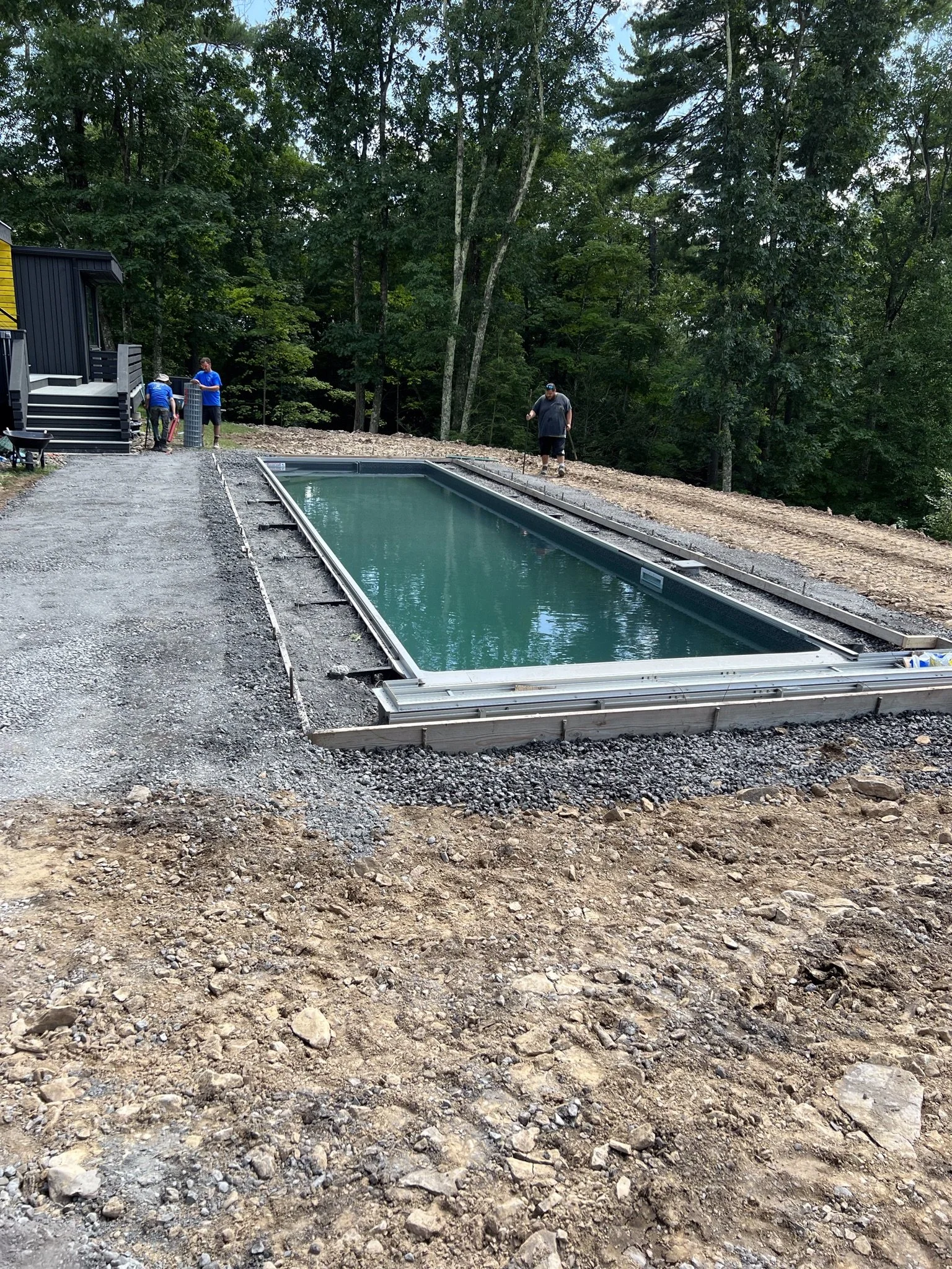 In-progress construction site of a pool for Mountain Pools