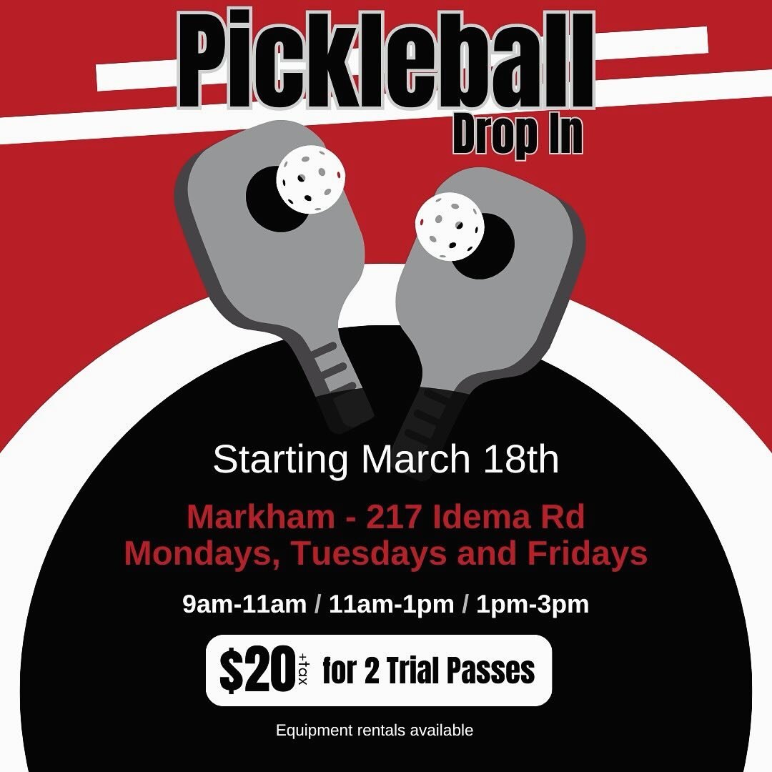 Did someone say Pickleball? Yep, Ronin has drop in available at the Markham gym starting March 18th! 

Visit our &ldquo;COMING SOON&rdquo; page under the &ldquo;PROGRAMS&rdquo; tab of our website for more details. 

🖥️roninvolleyball.com
✉️info@roni