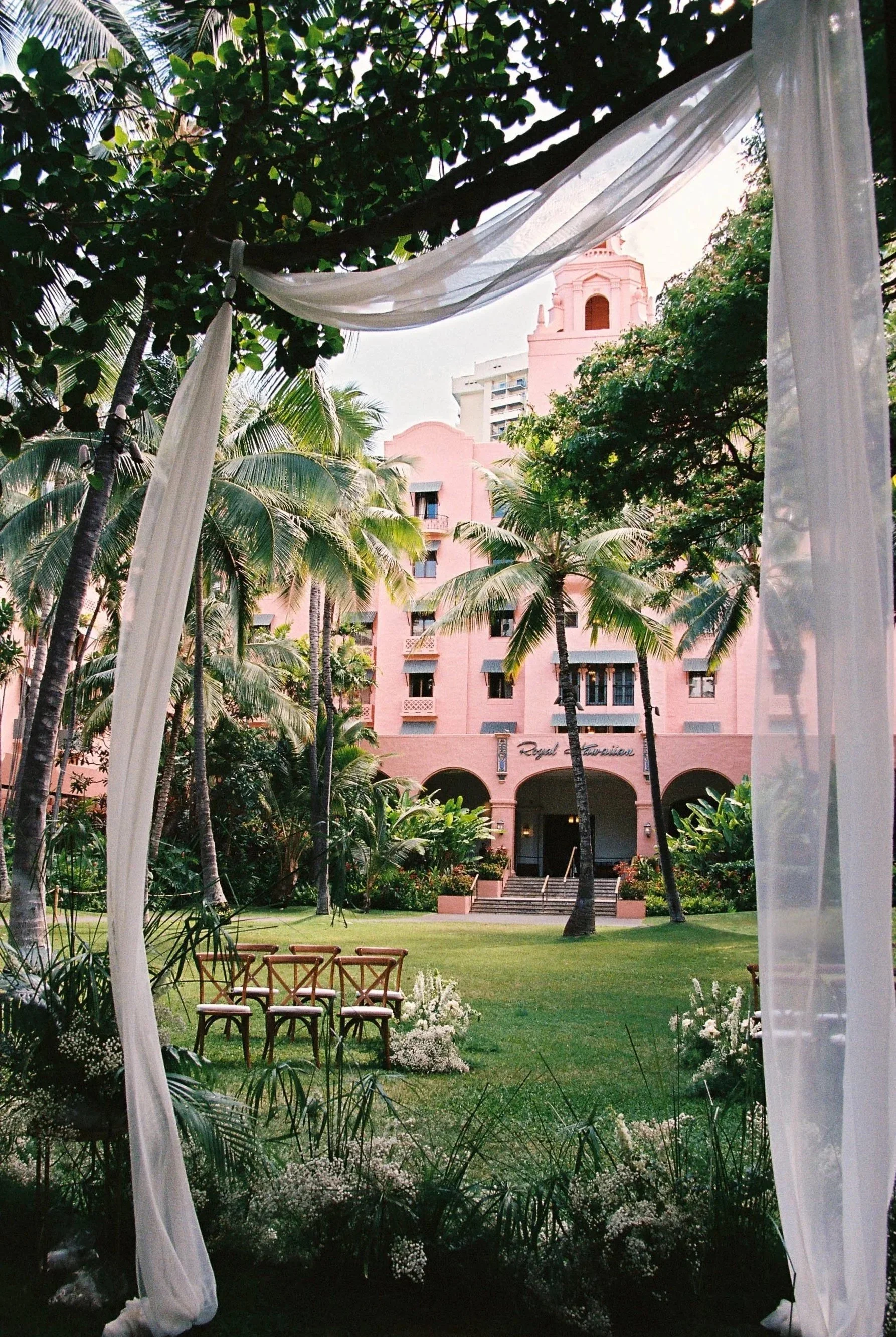 Oahu Micro Wedding At The Royal Hawaiian Hotel On Film - CHelsea &amp; John