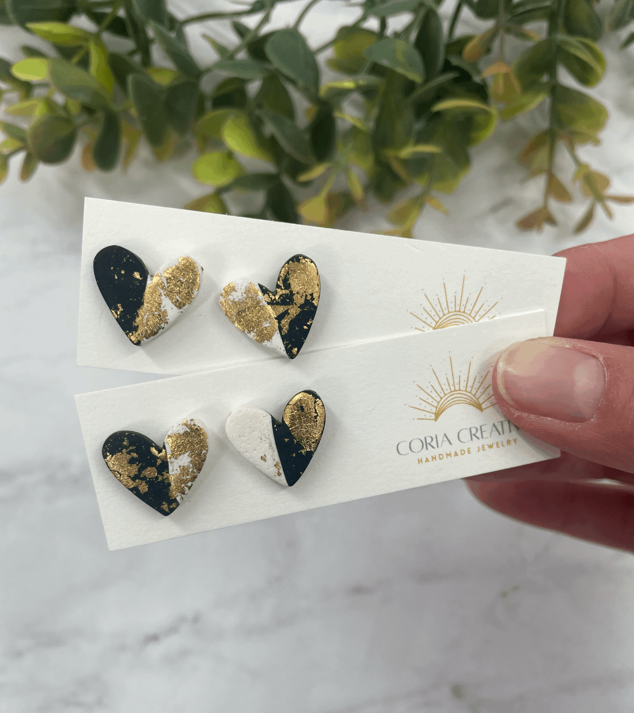 Colorblock Heart Studs