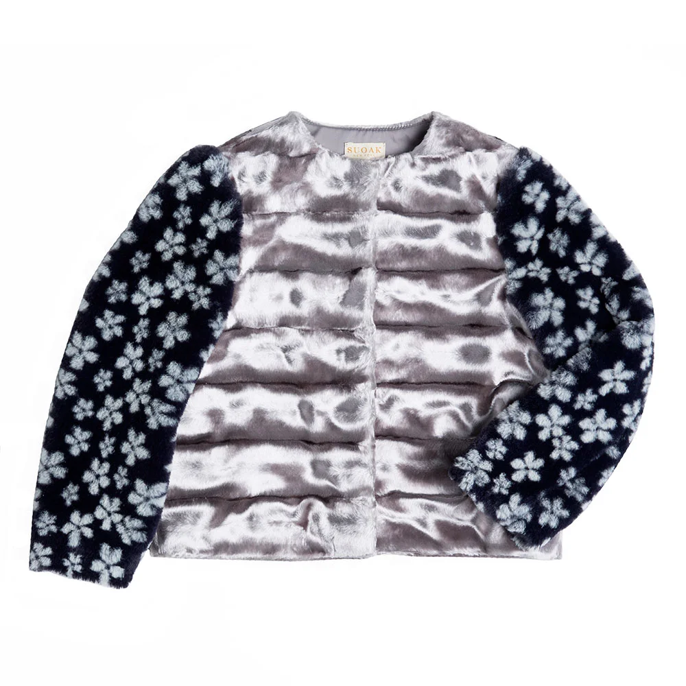 Silver faux fur jacket with neck warmer