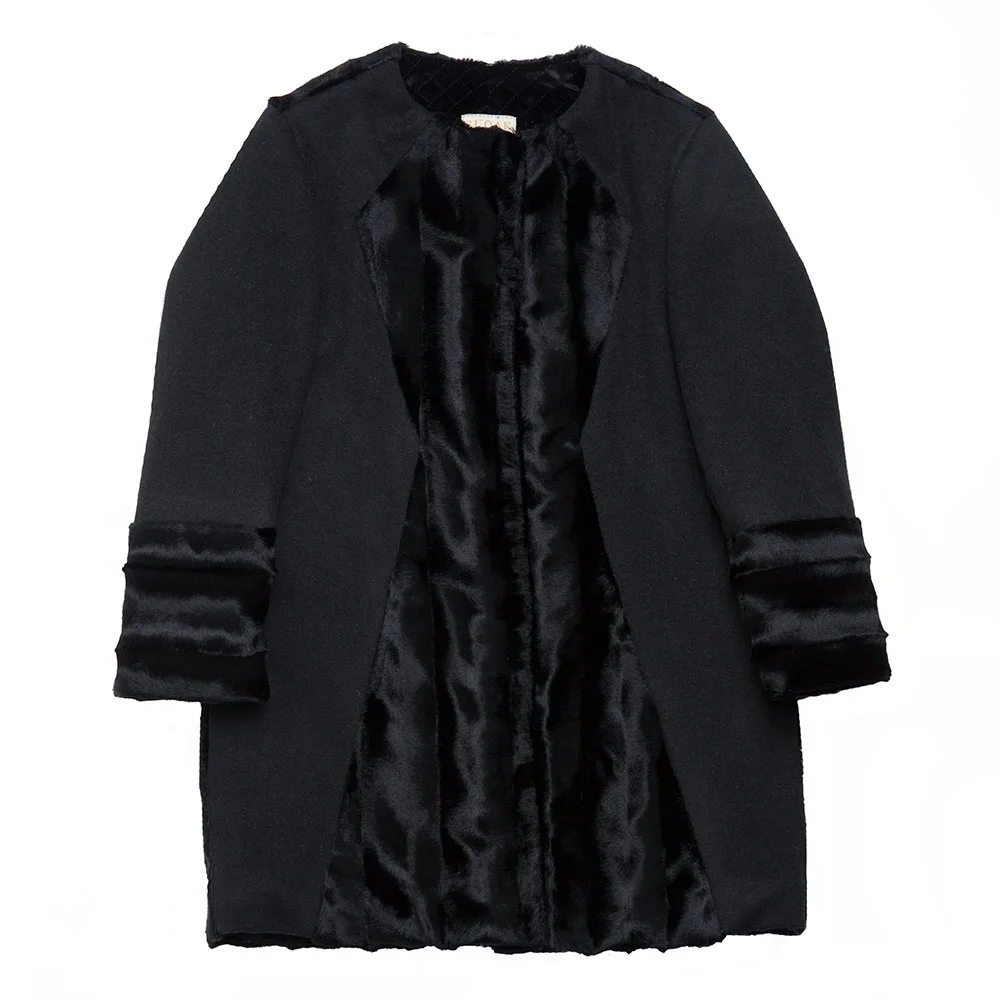 Black faux fur coat