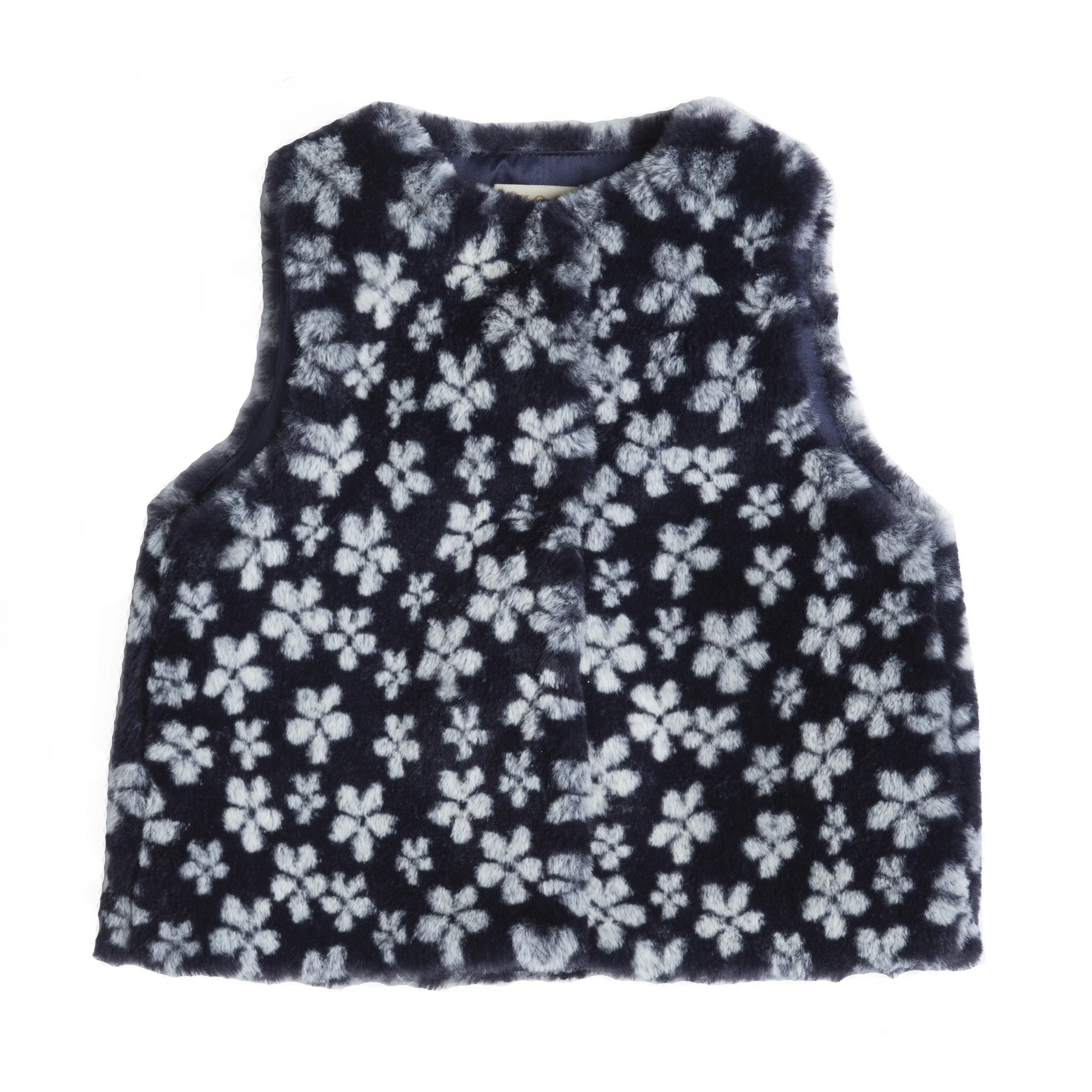 Floral faux fur vest