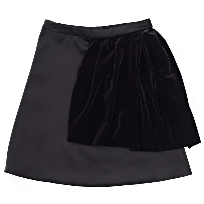 Satin skirt with velvet combo