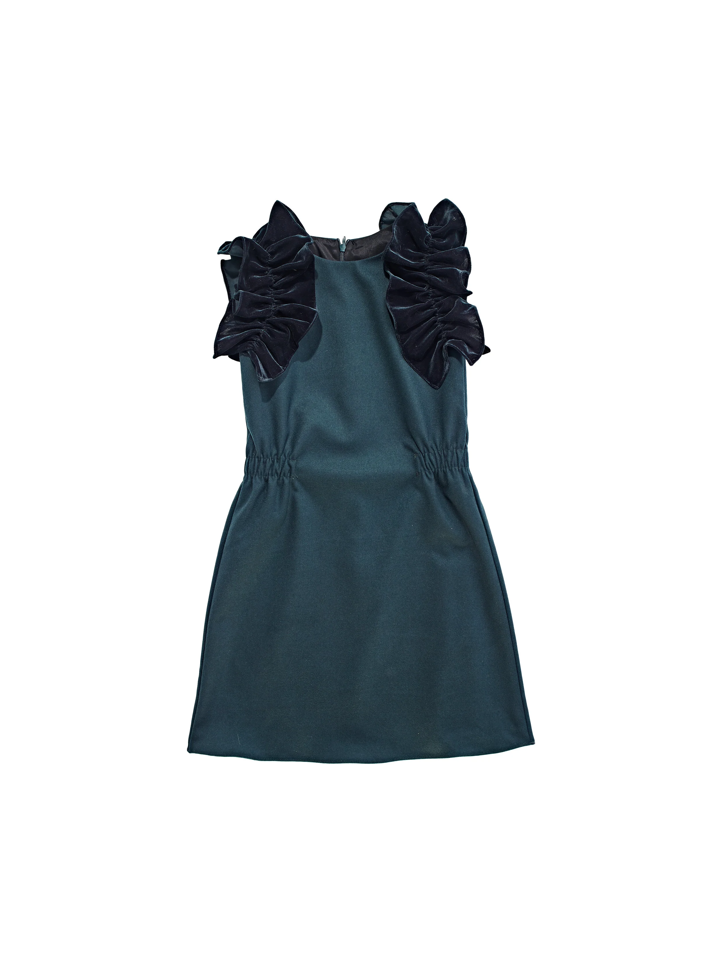 Green velvet frill dress