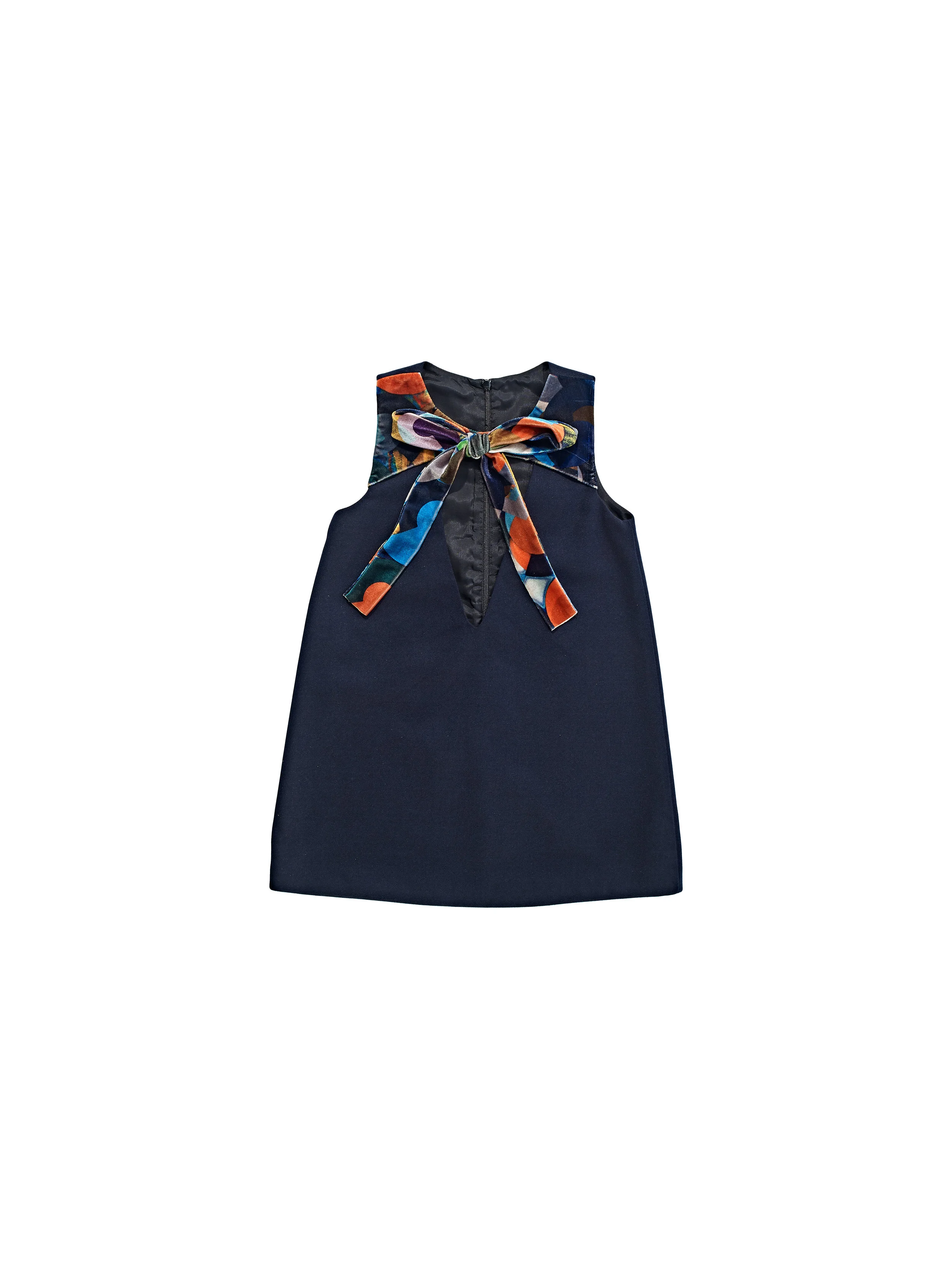 Navy velvet bow baby dress