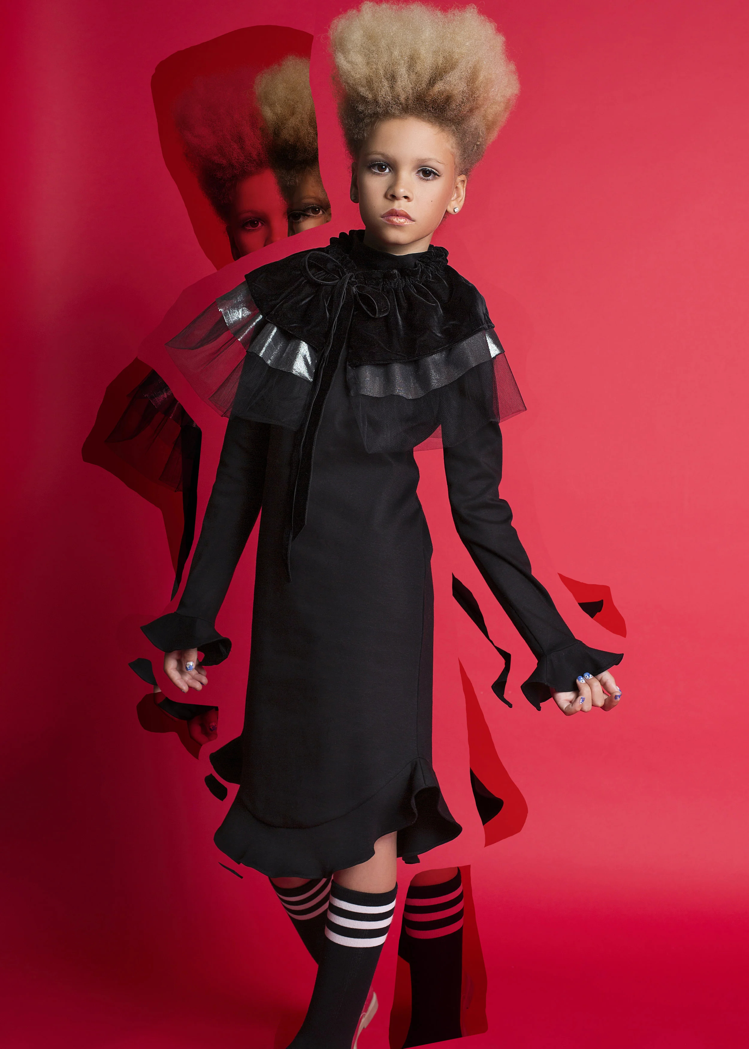 Black frill jersey dress