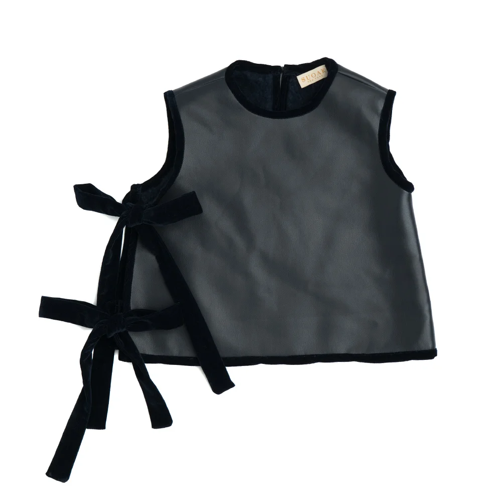 Black faux leather top