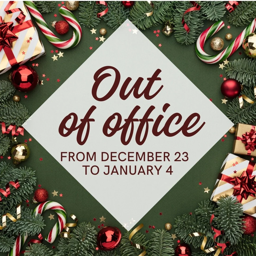 We will be out of office from December 23rd to January 4th to celebrate the holidays with family. Please send all pertinent messages by Monday morning to receive a prompt response - all other messages will be returned on January 5th ✨