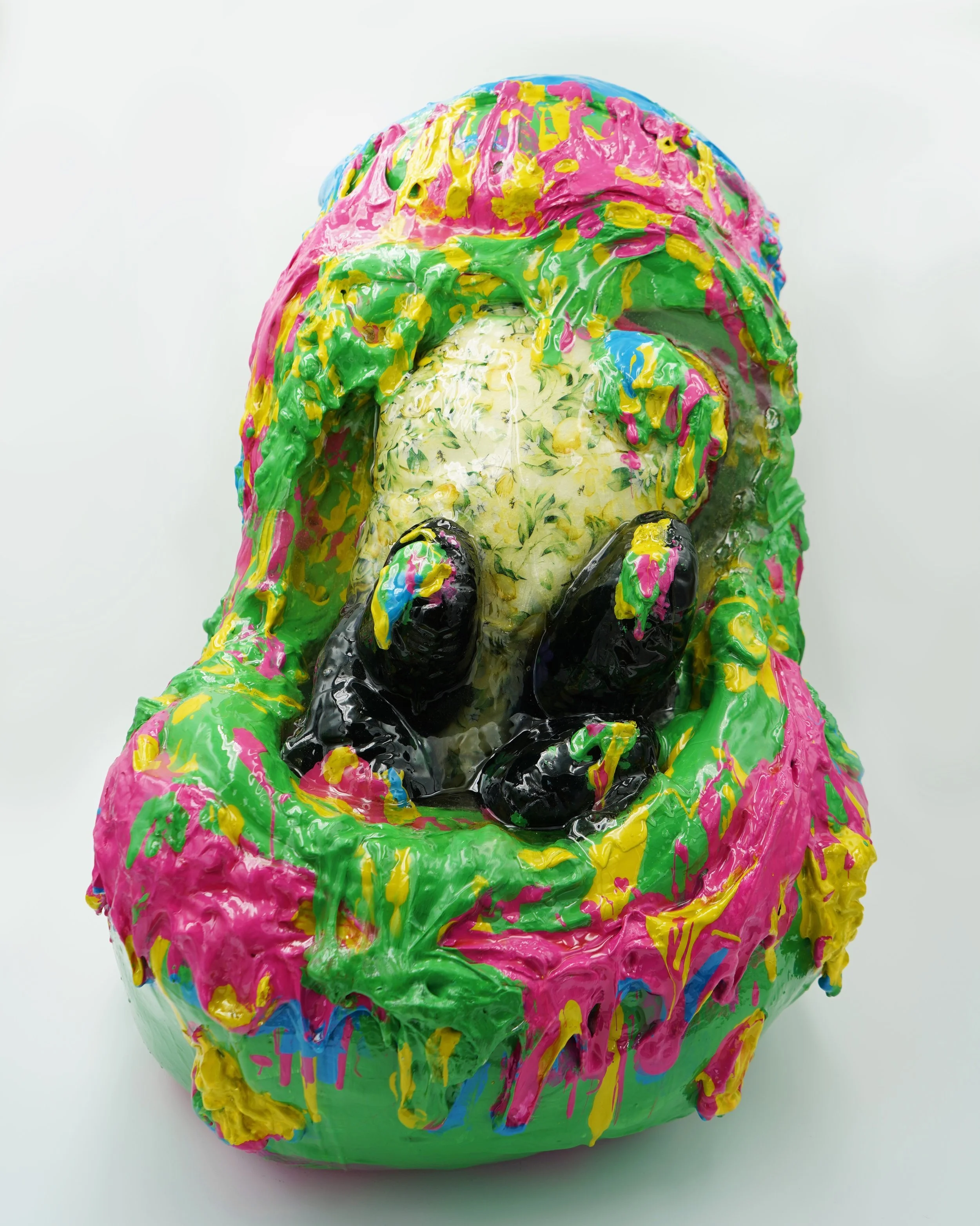 In Cosmic Frog, artist Sophia Huang casts a half-obscured resin frog emerging from primal slime to embody the tension between clarity and distortion, reflecting how memory shifts between revelation and concealment.