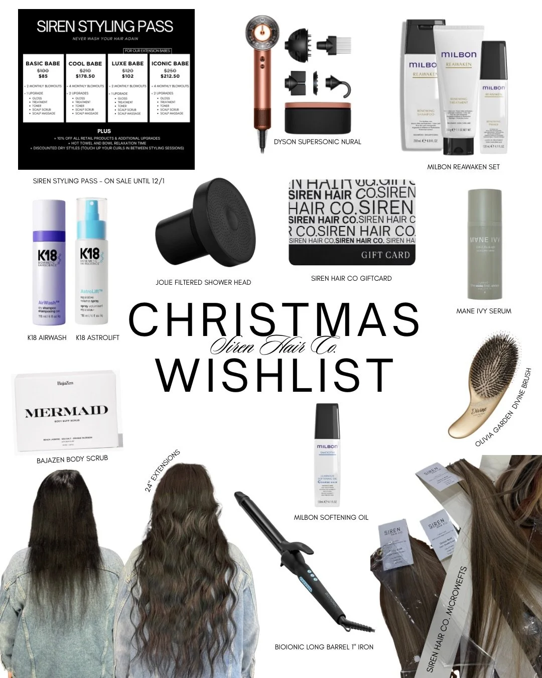 All she wants for Christmas is an appointment @thesirenhairco

Lucky for you, it&rsquo;s Small Business Saturday and The Siren Edit is still live (until 12/1).

15% off gift cards. extensions. hair upgrades &amp; holiday blowout packages on sirenhair