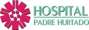 Logotipo del Hospital Padre Hurtado con un símbolo circular rosa y texto en verde