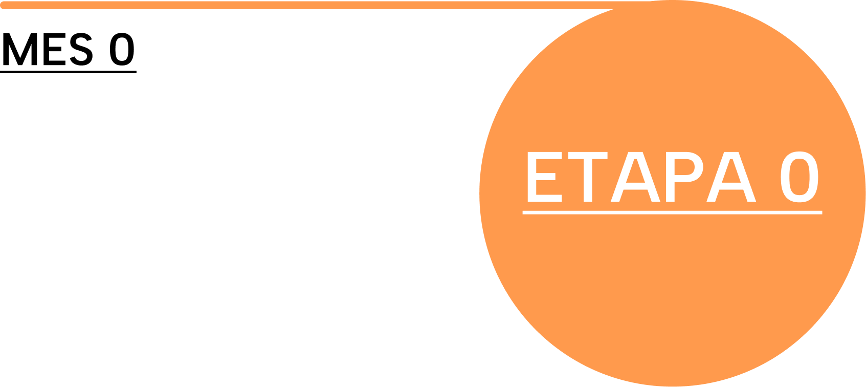 Gráfico de sectores con una sección destacada en color naranja y la palabra 'ETAPA 0' en letras blancas.