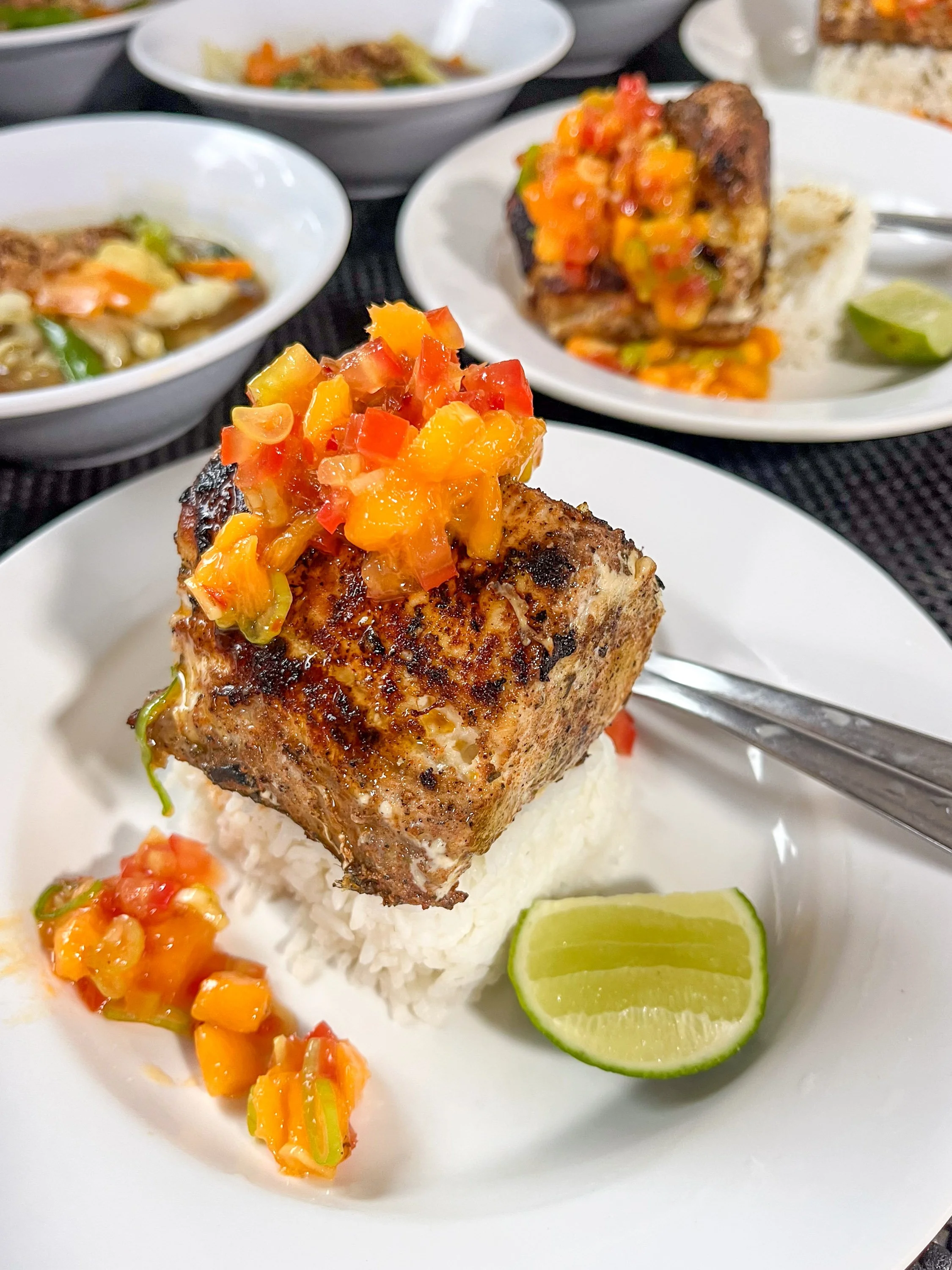  Mackerel w mango salsa 