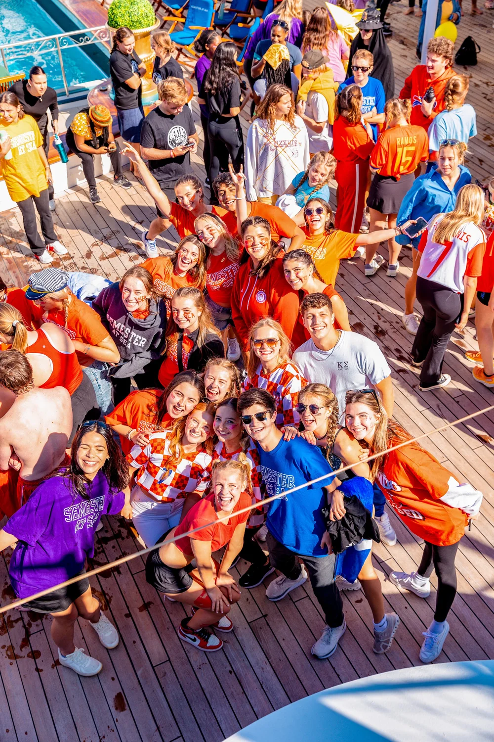  Various friends and myself on the pool deck during the Synchronized swimming competition. Photo by Austin Trapnell. 