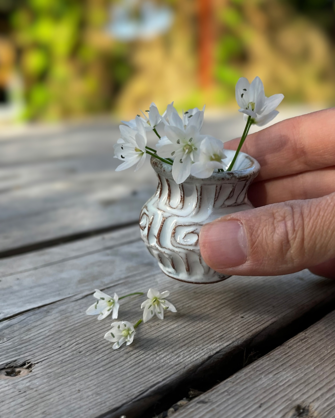Carved Miniature Vase in White Glaze #1