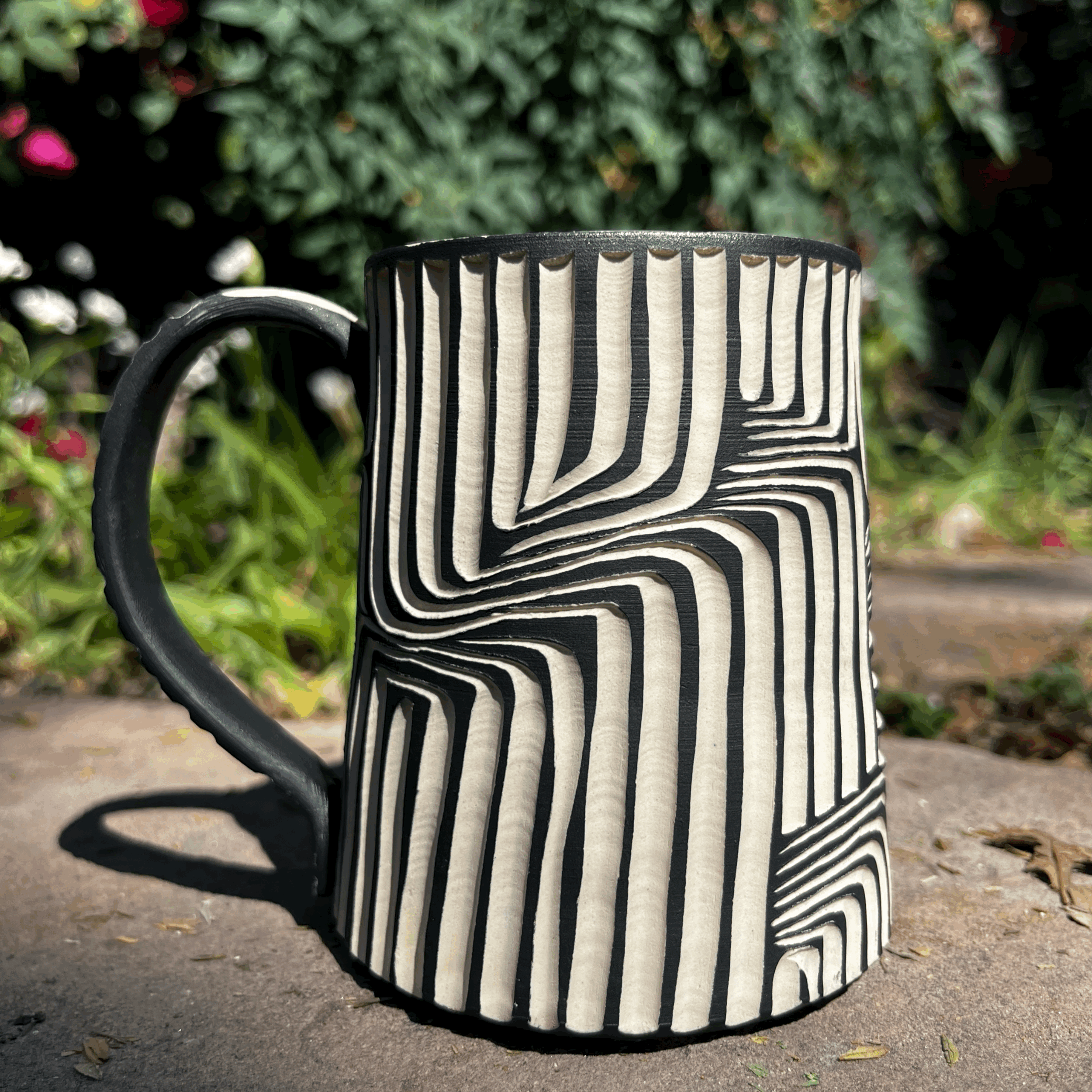 Carved Mug in Black Sgraffito #2