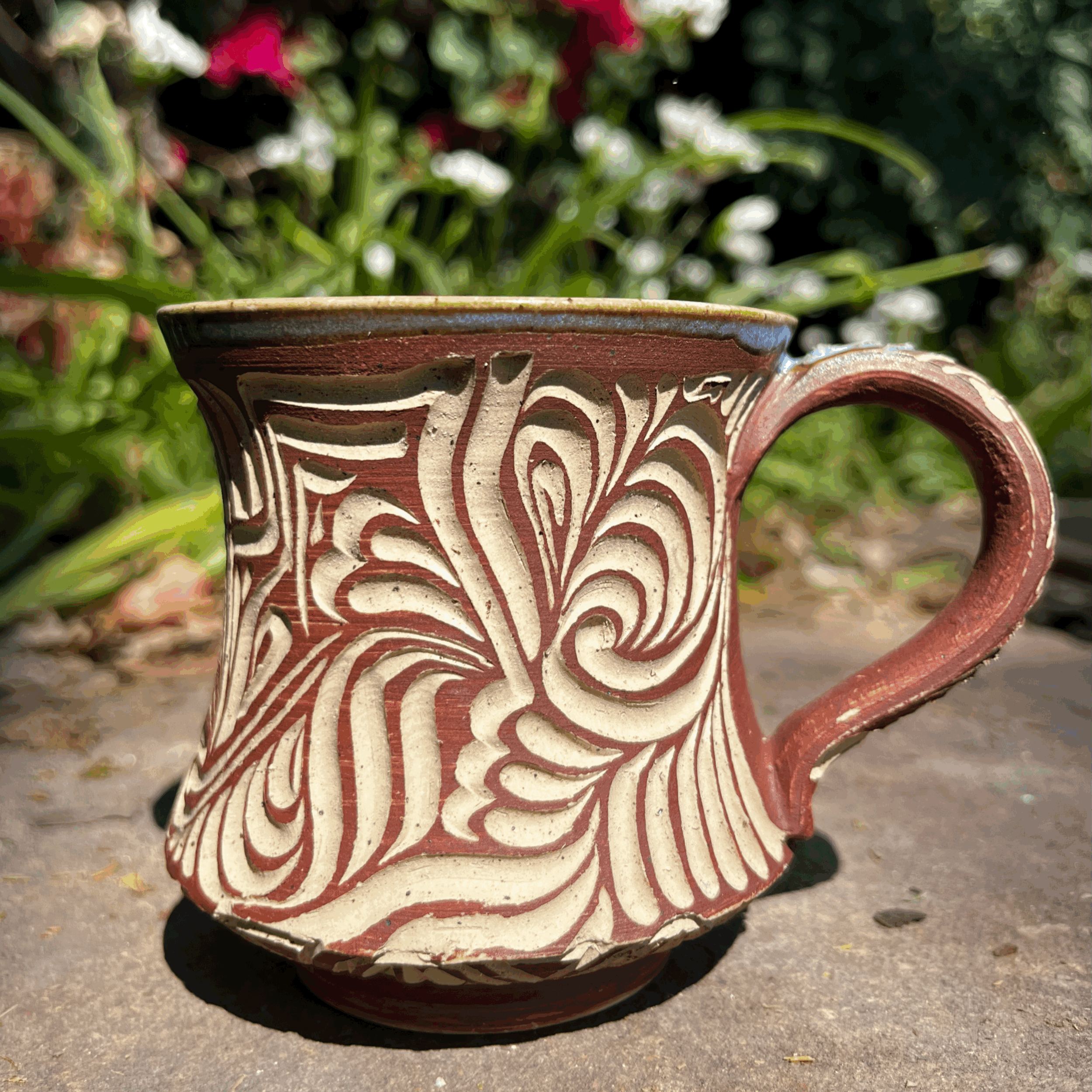 Carved Mug in Terracotta Sgraffito #5