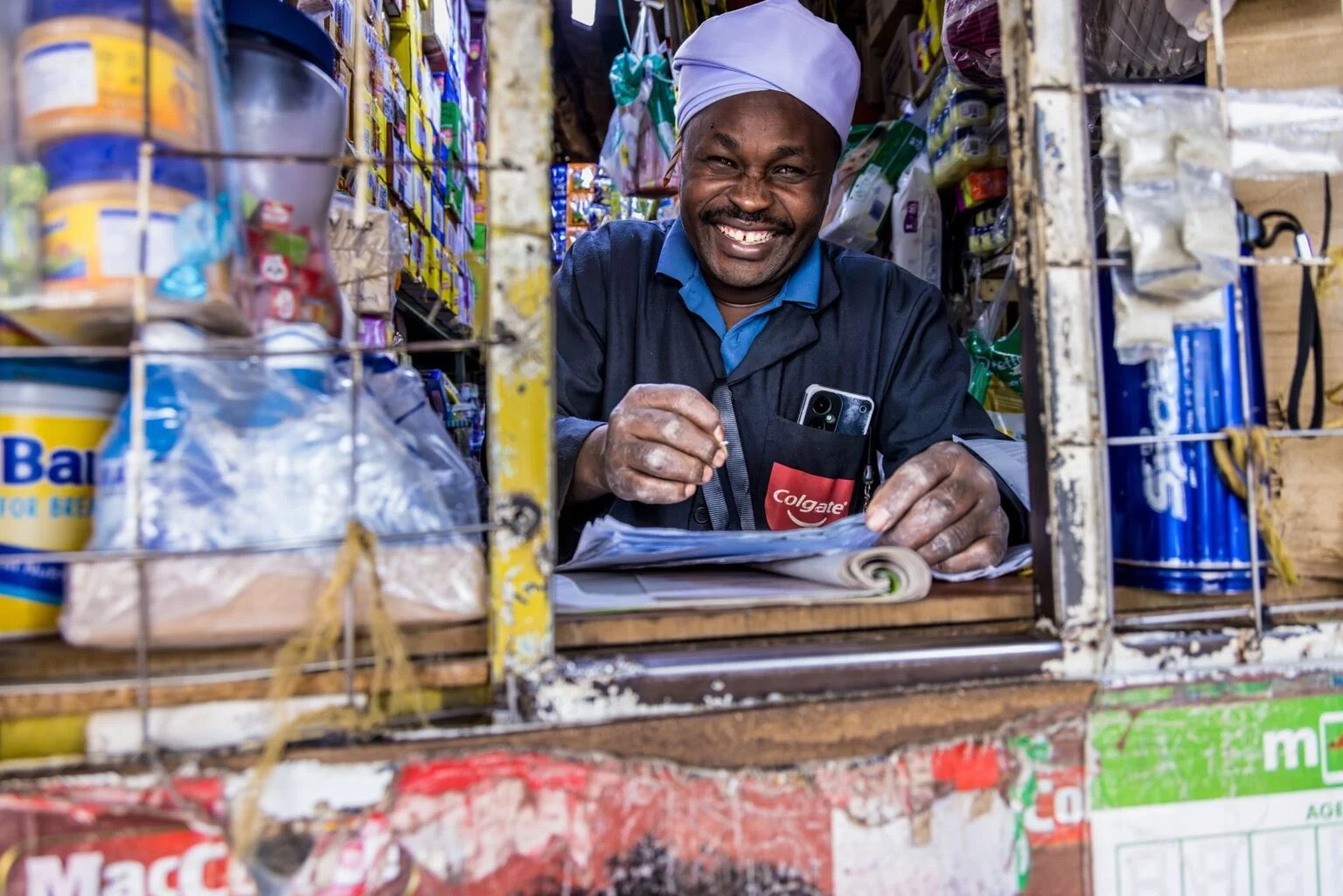 Small retailer in Kenya interviewed for Sevi brand research