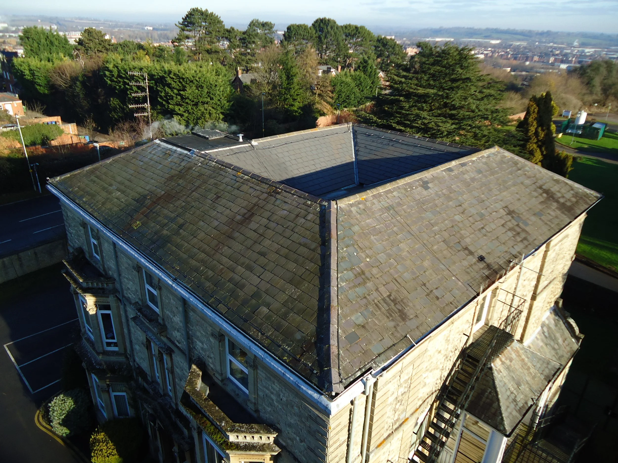 Elm Centre roof survey to establish roof failures and water ingress.