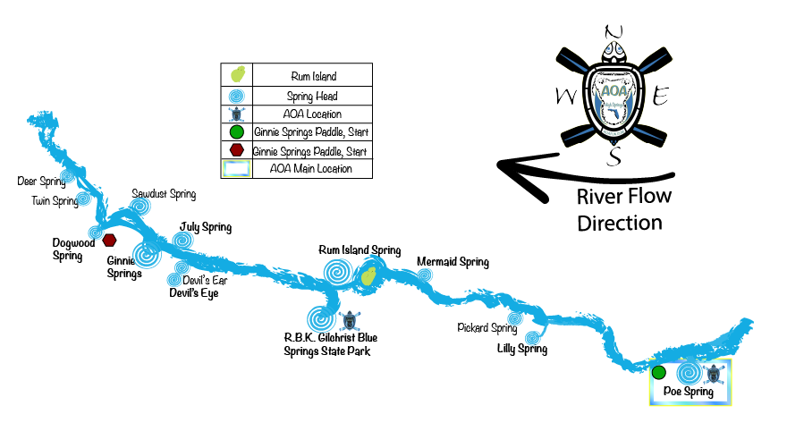 Map for the Ginnie Springs Paddle