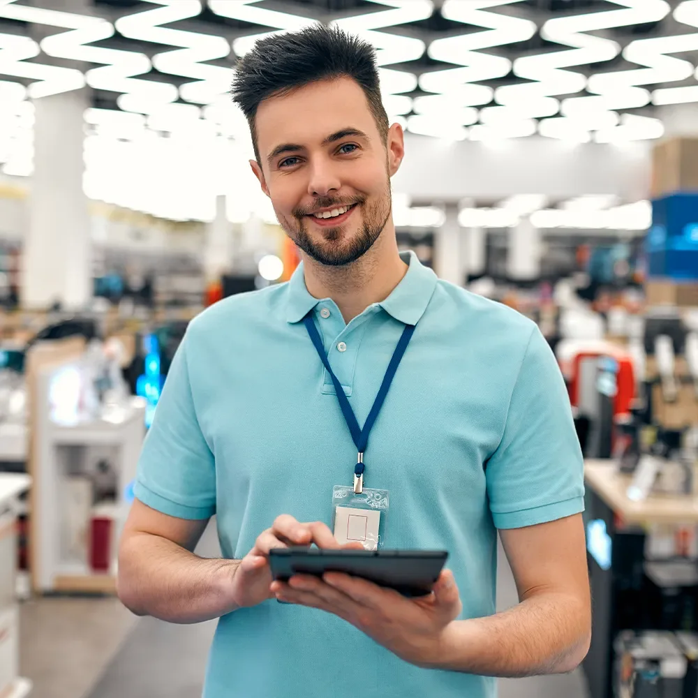 Shop assistant in a technical department