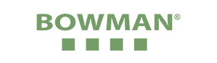 Logo for Bowen with green text and squares.