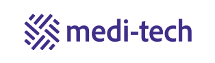 Medi-tech logo with purple circular design and the word medi-tech in purple