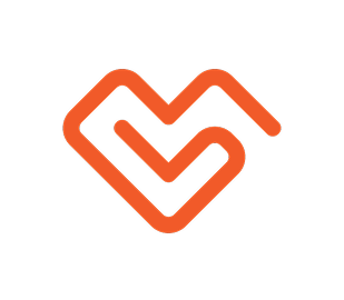 A stylized orange heart-shaped outline on a black background.