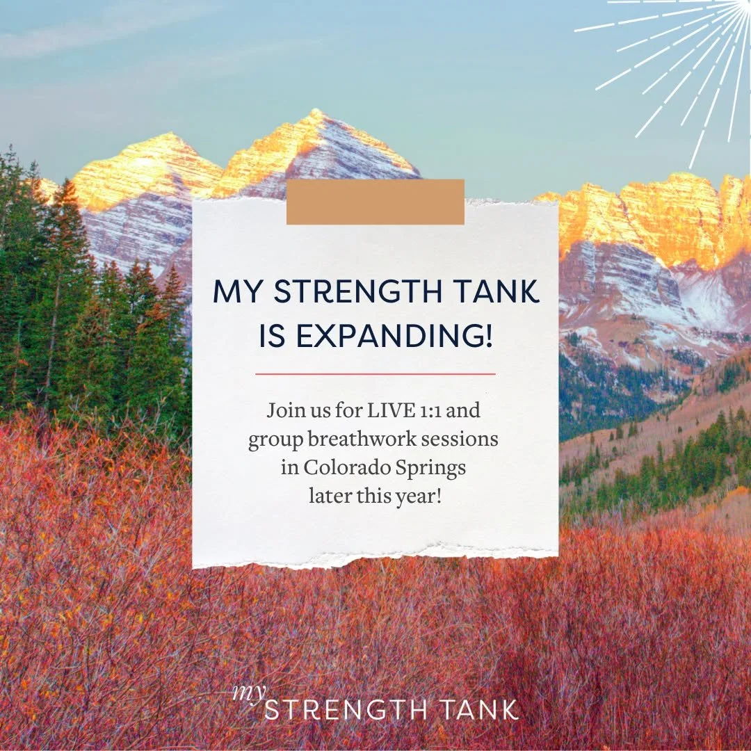 Did you hear the good news? 😍⁣
⁣
My Strength Tank is EXPANDING into Colorado 👏🏼 Join us for LIVE 1:1 or group breathwork session in Colorado Springs later in the summer 🥳⁣
⁣
Be sure to follow @&zwnj;my.strength.tank for updates on future events i