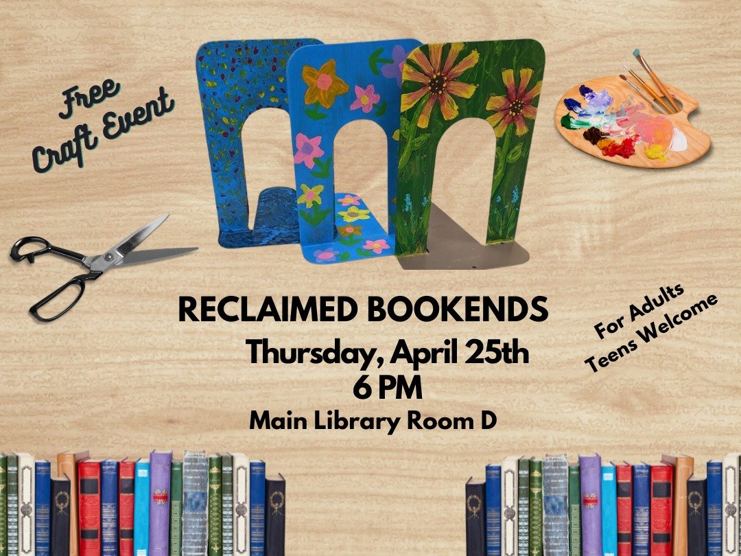 Free craft event here at the Shelby County Public Library for Adults and Teens where we will be making Reclaimed Bookends! This program will be on Thursday April 25th at 6pm! See you soon!
.
.
.
#Painting #Craft #Reading #Books #TBR #Library #Fyp #Sh