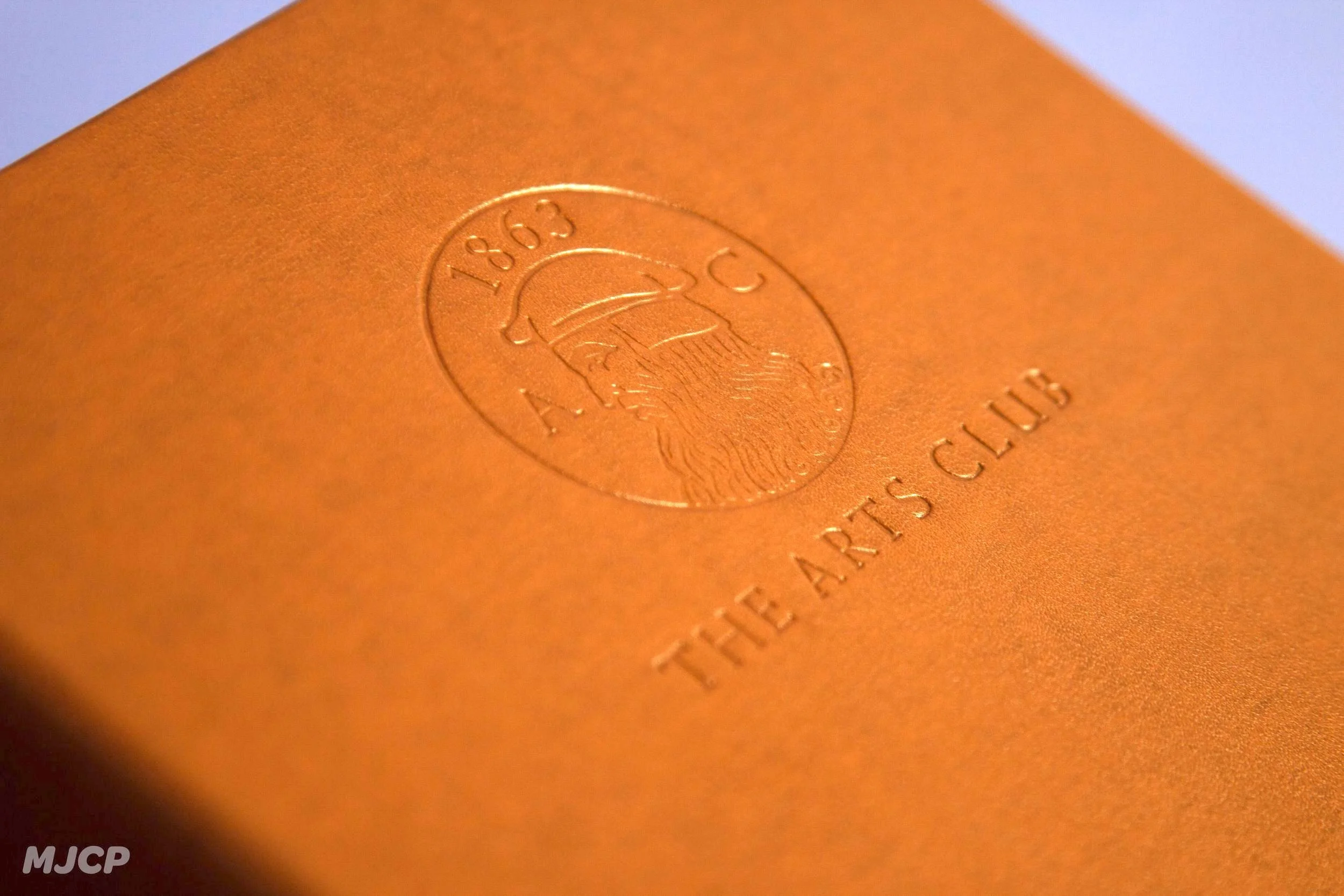 The Arts Club Menu Covers by MJCP tan leather .webp