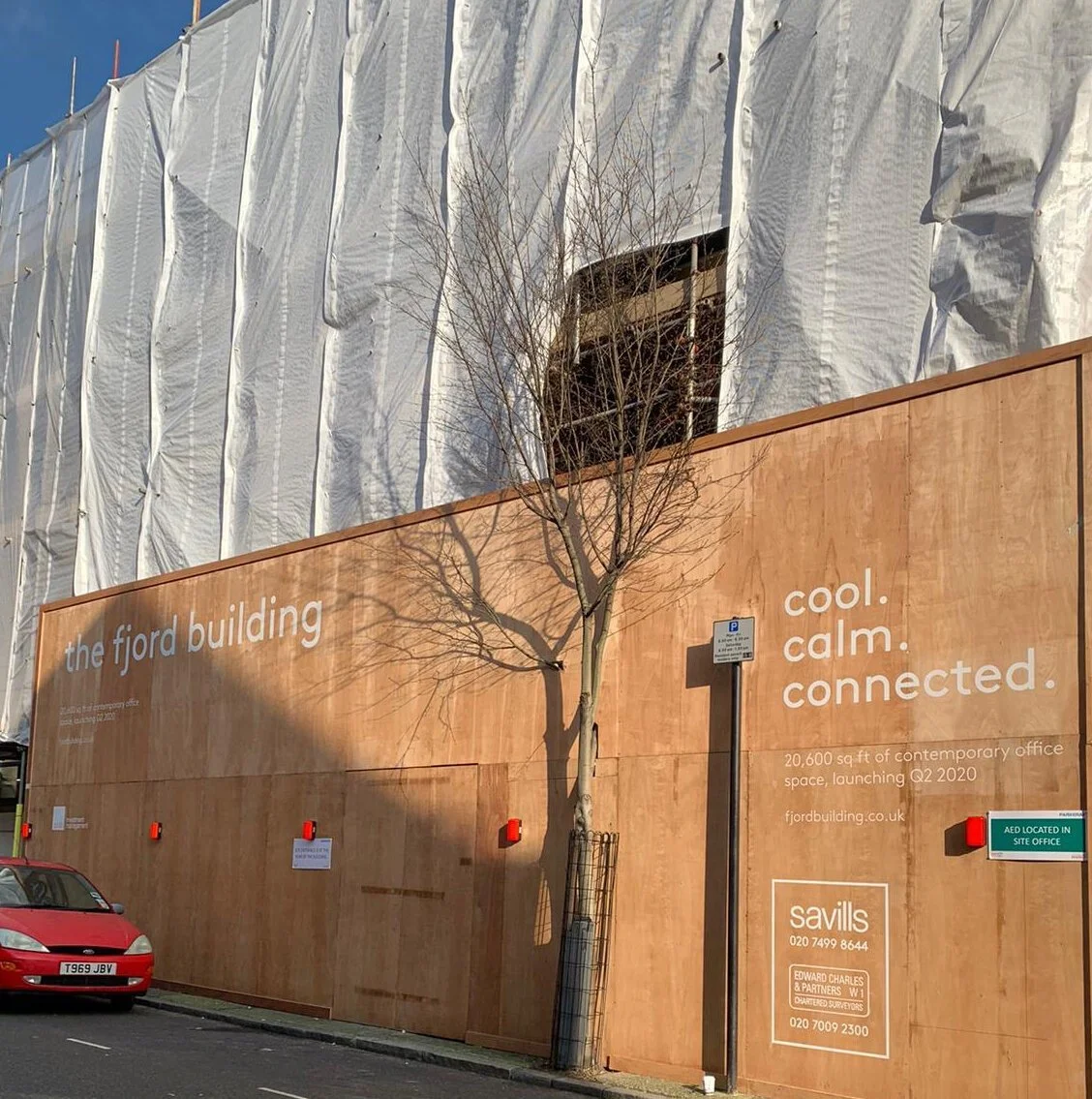 Savills London Site Hoarding on Wood.webp