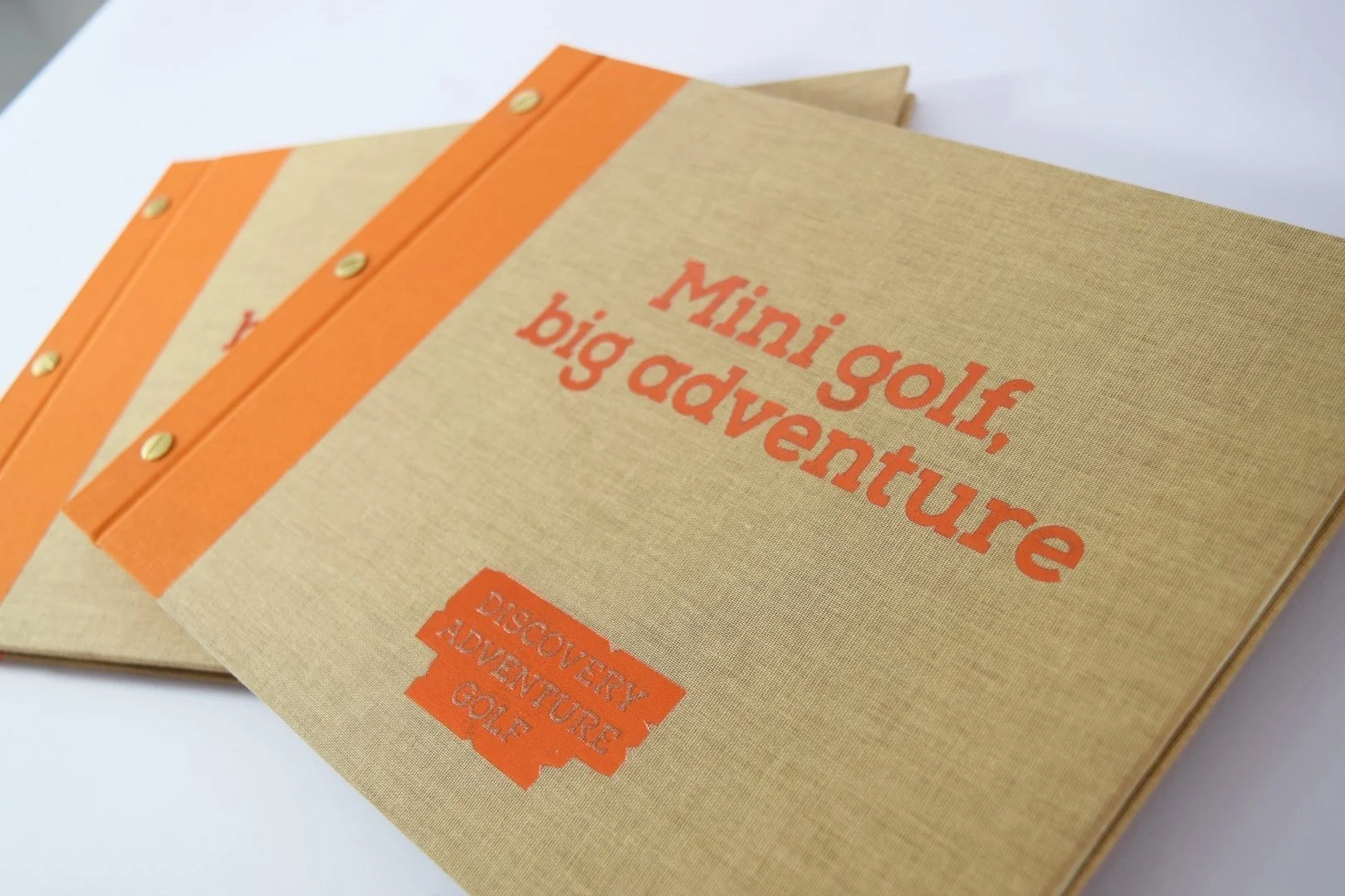 Mini Golf Linen screw binder Books Orange Text.webp