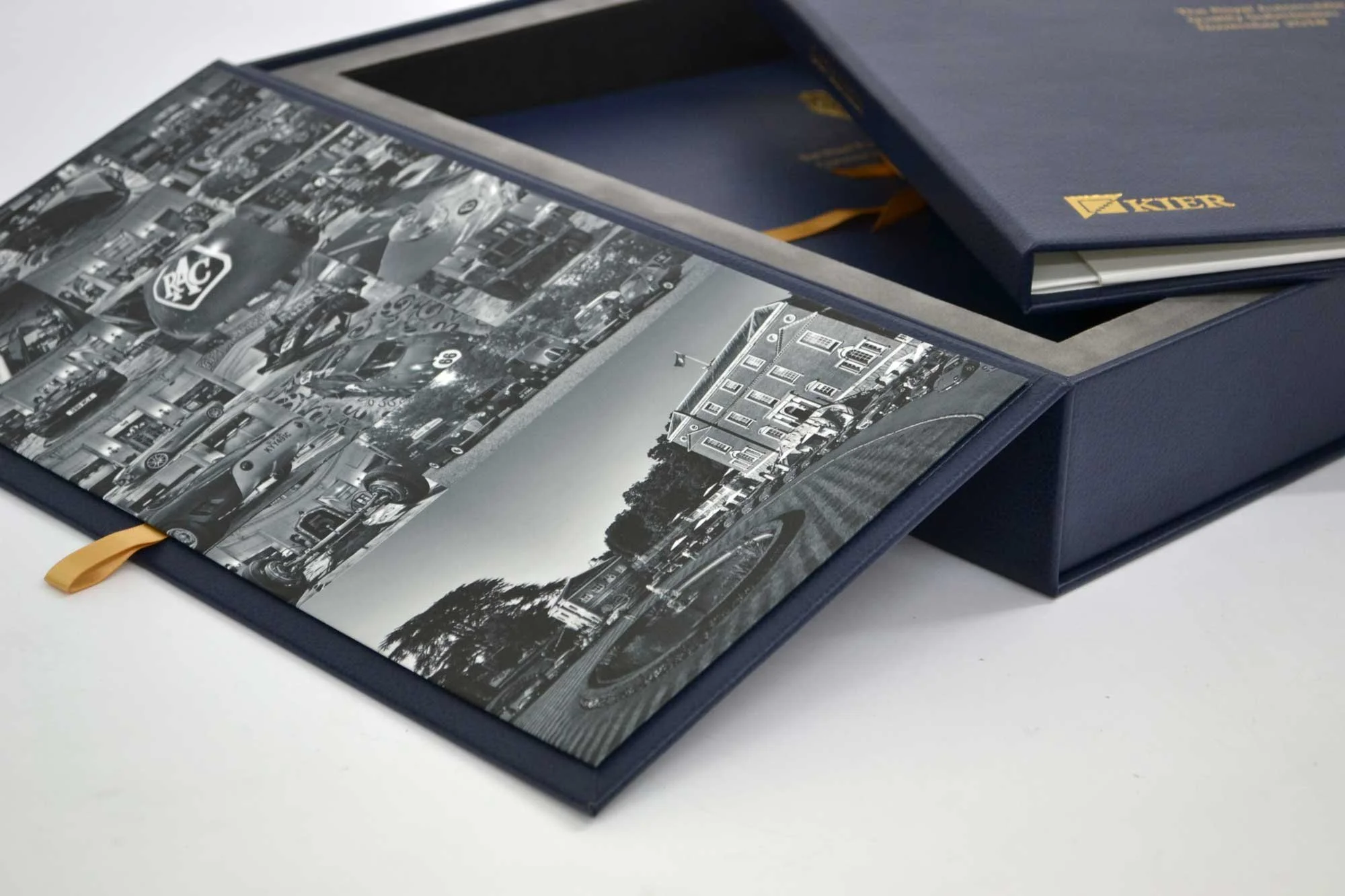 Presentation Boxes Kier Construction Tender Blue Gold Foil Handmade.jpg.webp