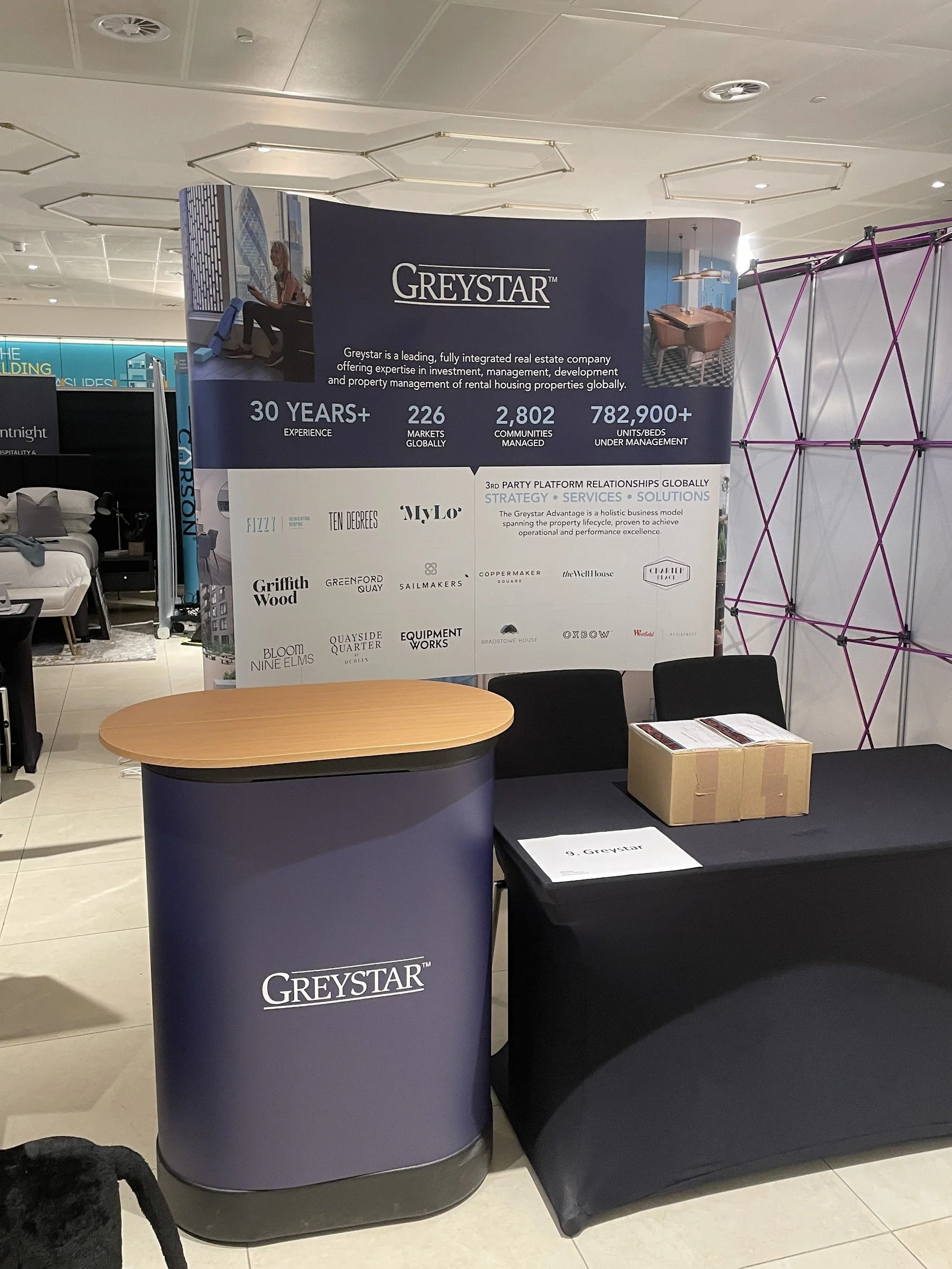 Greystar Event Stand and Brochures.JPG