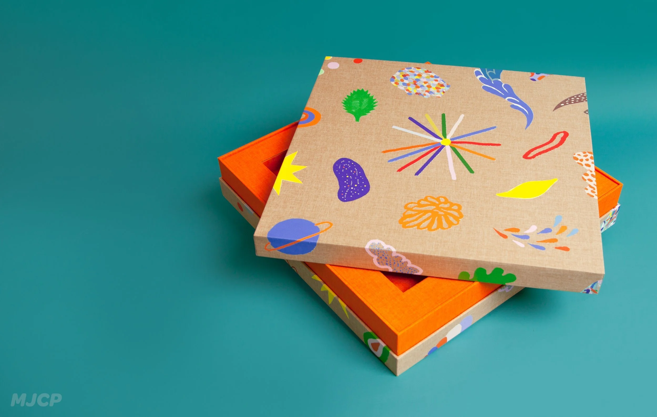 Colourful Bespoke handmade Boxes Orange insert Linen Covers.webp