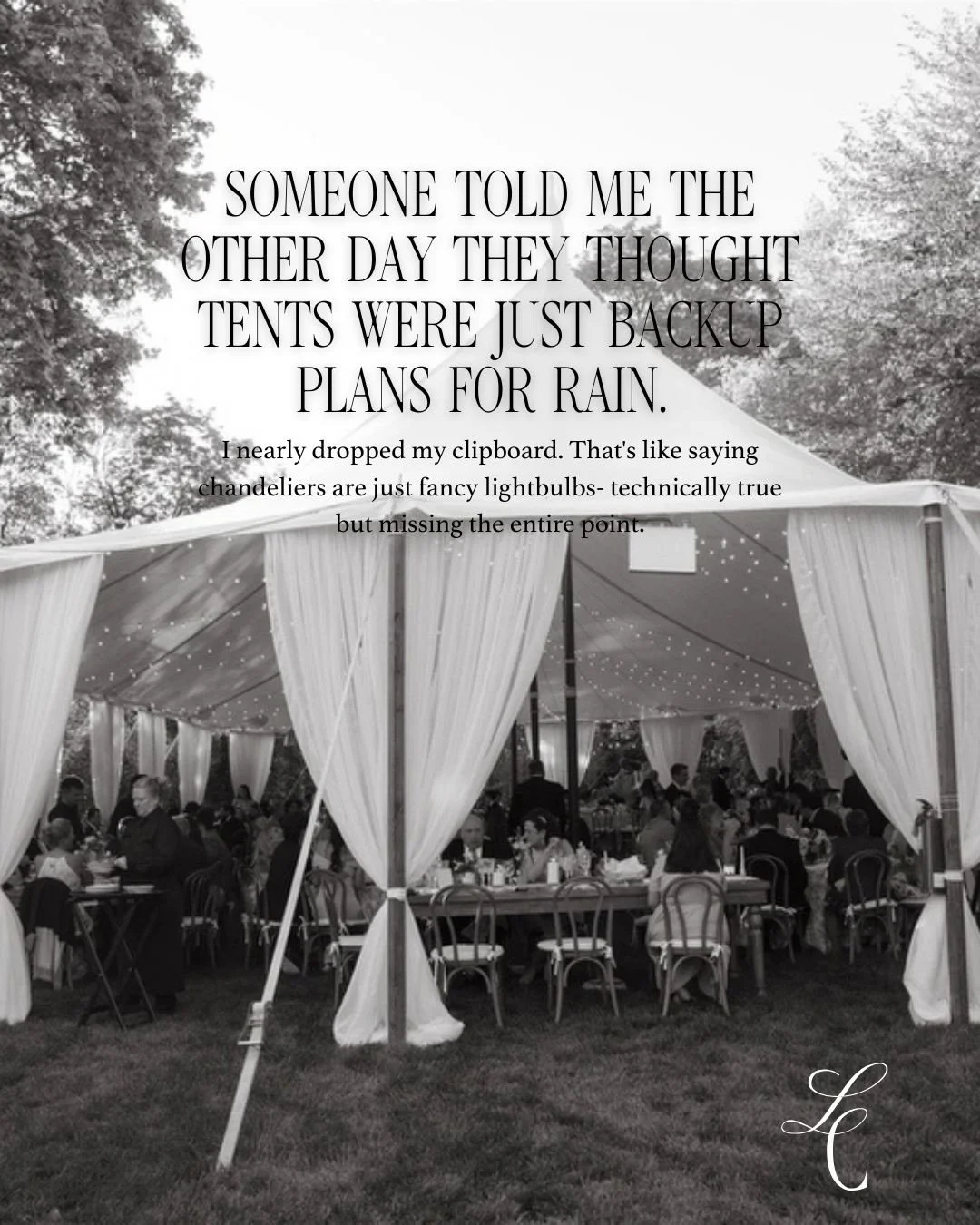 One thing about me: I love building your event from the bottom up where every single detail is meaningful, perfect, and intentional.⁠
⁠
And tents? They&rsquo;re the ultimate blank canvas. Your architecture. Your foundation. Your opportunity to create