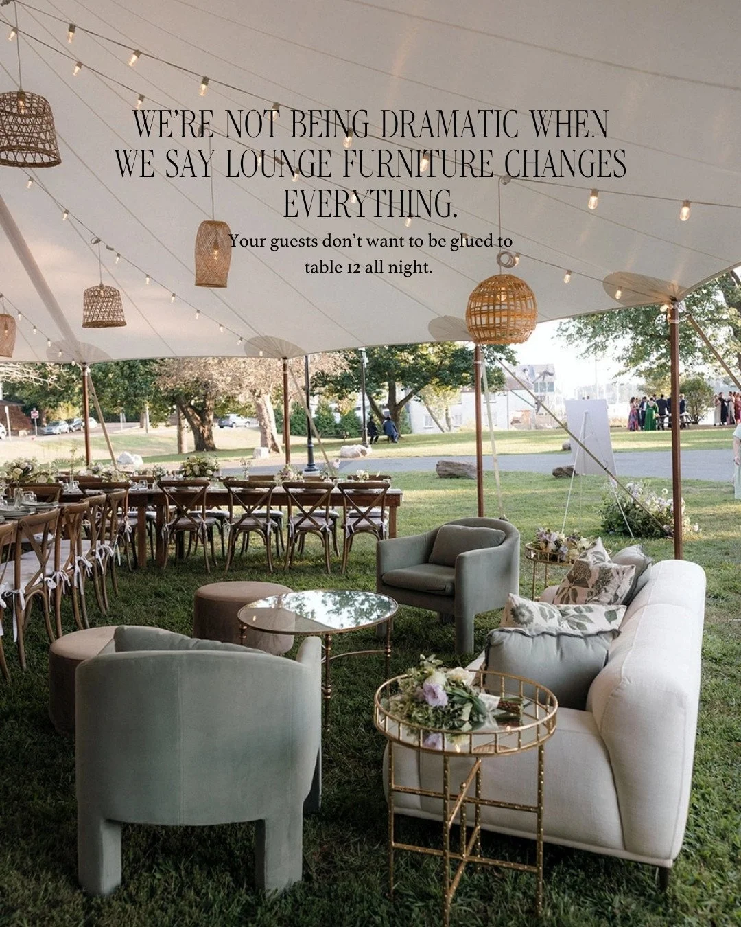 One thing we're already seeing more requests for in 2026? Lounge furniture.⁠
⁠
And honestly, we love it.⁠
⁠
Because it's not just about adding furniture. It's about creating a wedding that feels less like a structured event and more like the kind of 