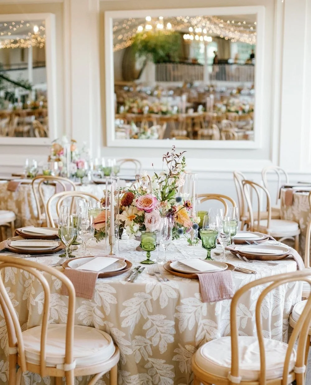 Wedding planning isn't about following a formula or copying what everyone else is doing. It's about creating a celebration that's authentically yours.⁠
⁠
Every detail in this room part of a story. The textured linens that add warmth without competing