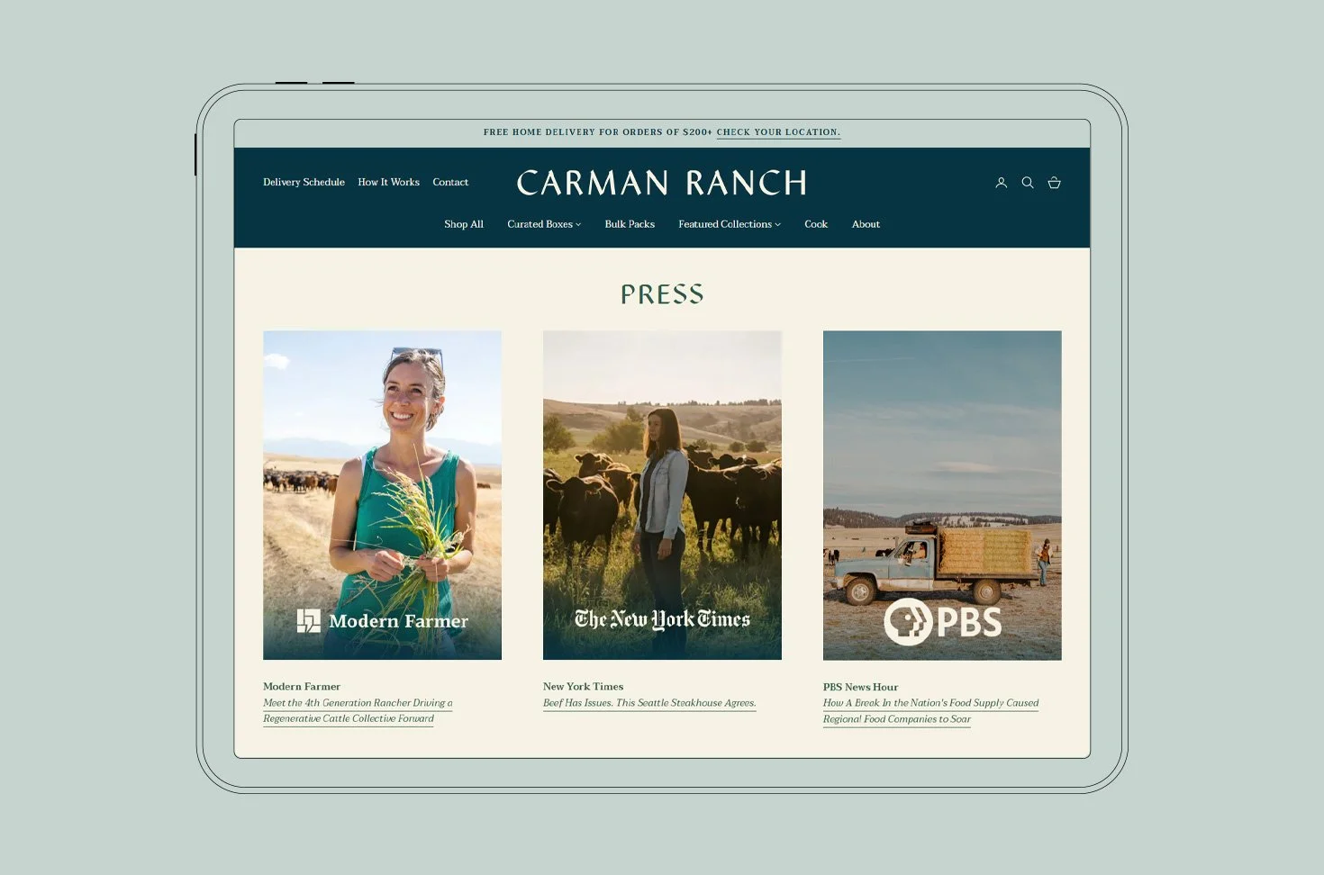 Carman Ranch Shopify Website Design