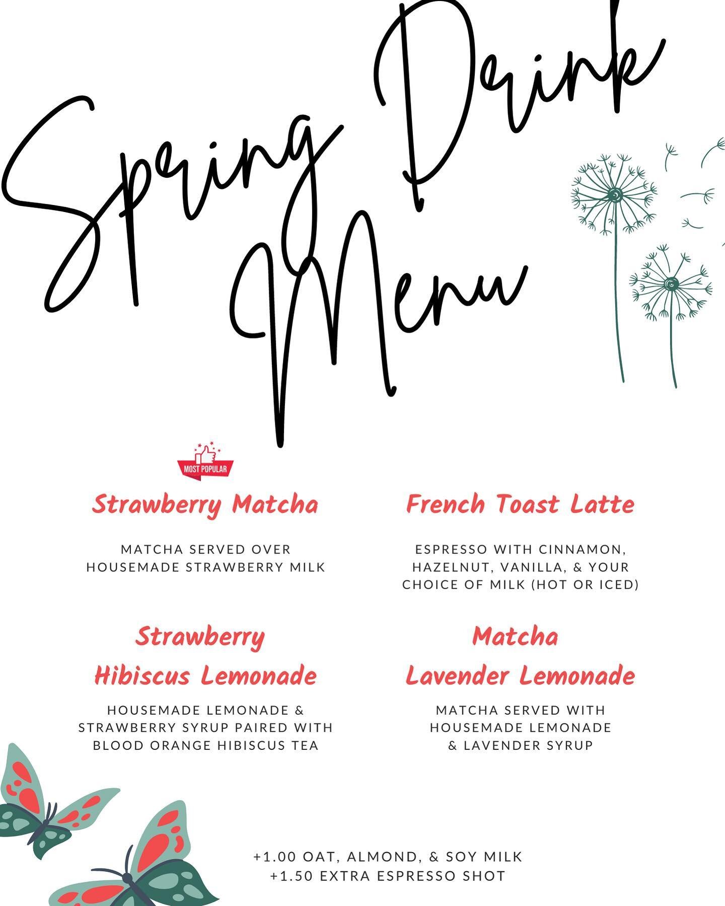 Spring is HERE &amp; your favorite drinks return tomorrow! 🌼🍓🍵🍋🌺
