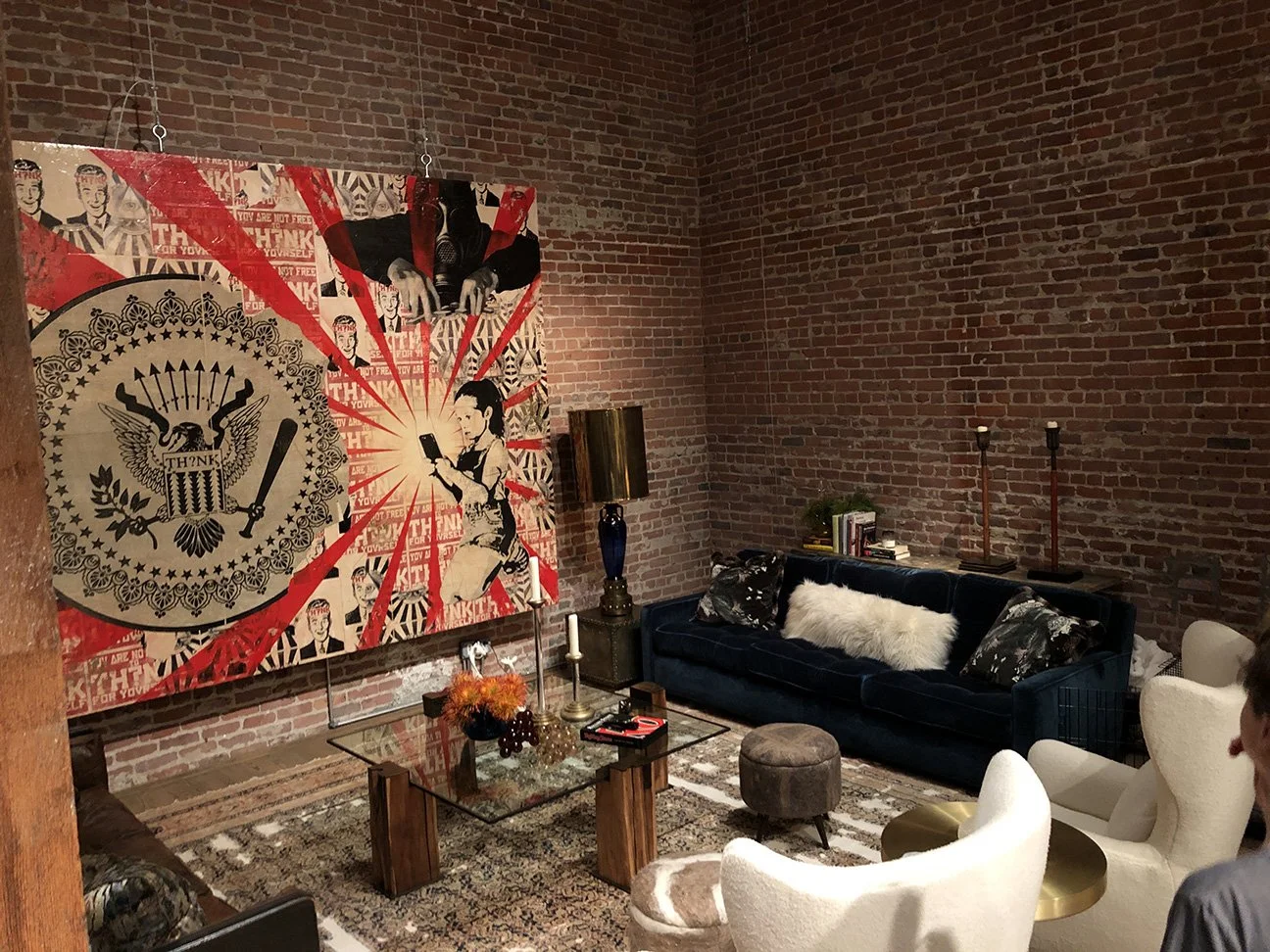 Large scale wheat paste and spray paint mural in San Francisco CA. Mixed media. 9x12 with wenching system to reveal television.