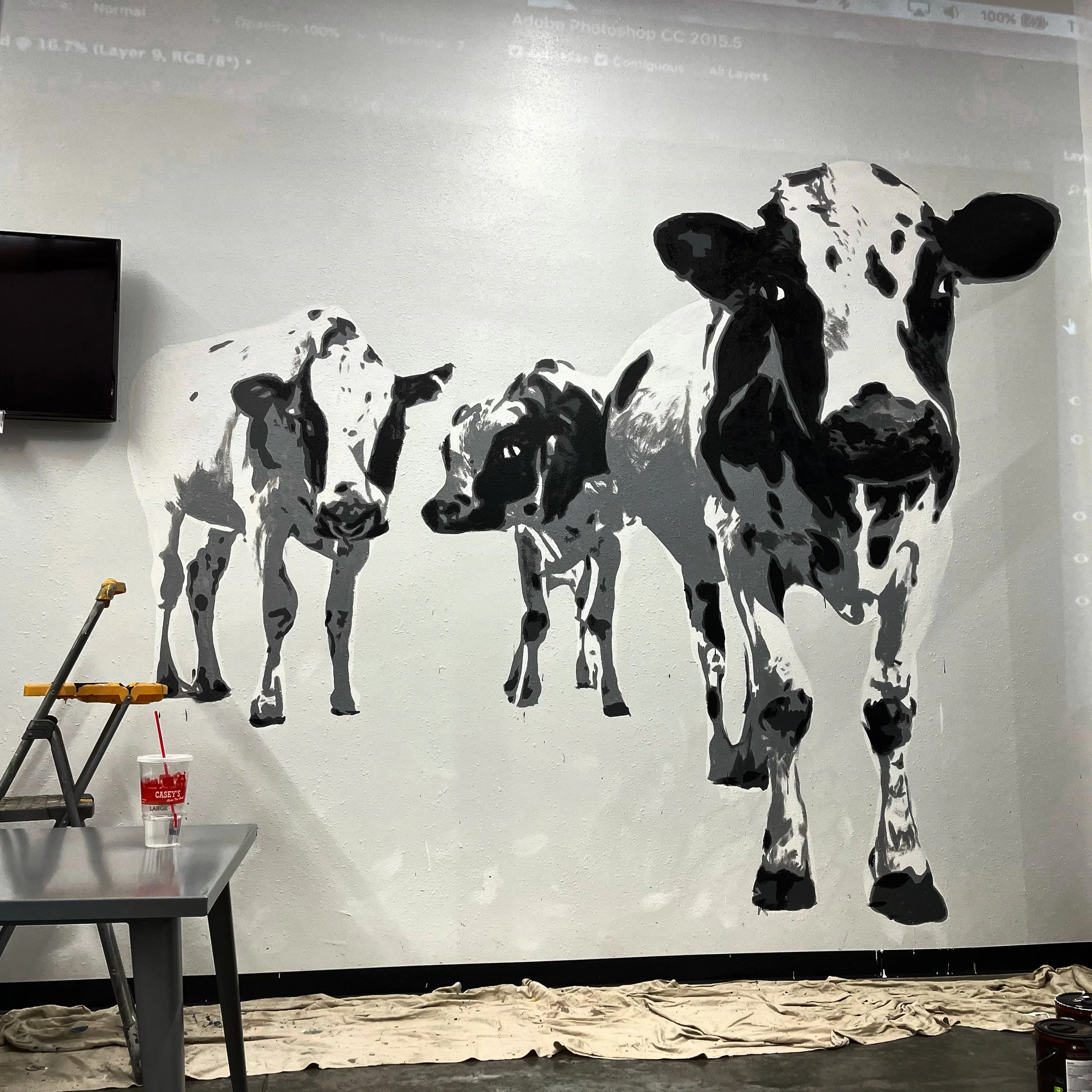 Cows from photographs. 6'x7'