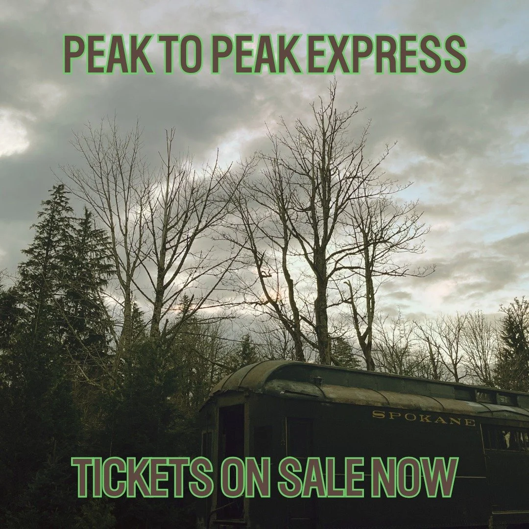 All aboard for a special ages 21+ Twin Peaks-themed wine train event!

The Peak to Peak Express begins at the North Bend Depot. Once you board, you’ll enjoy a scenic ride through the upper Snoqualmie Valley, enjoy views of the river valley below, and