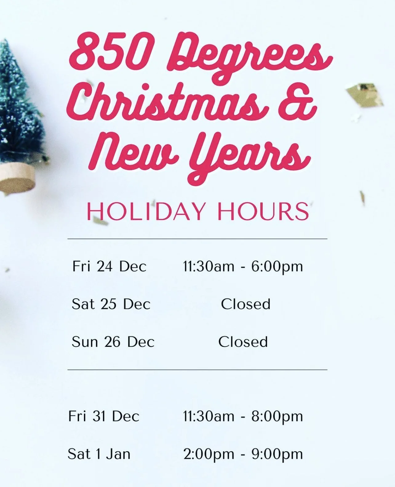 Christmas hours